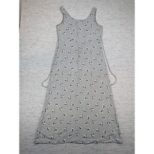 Vintage‎ Maurices Dress 9/10 Gray Floral Maxi Sleeveless USA 90s Cottagecore Tie